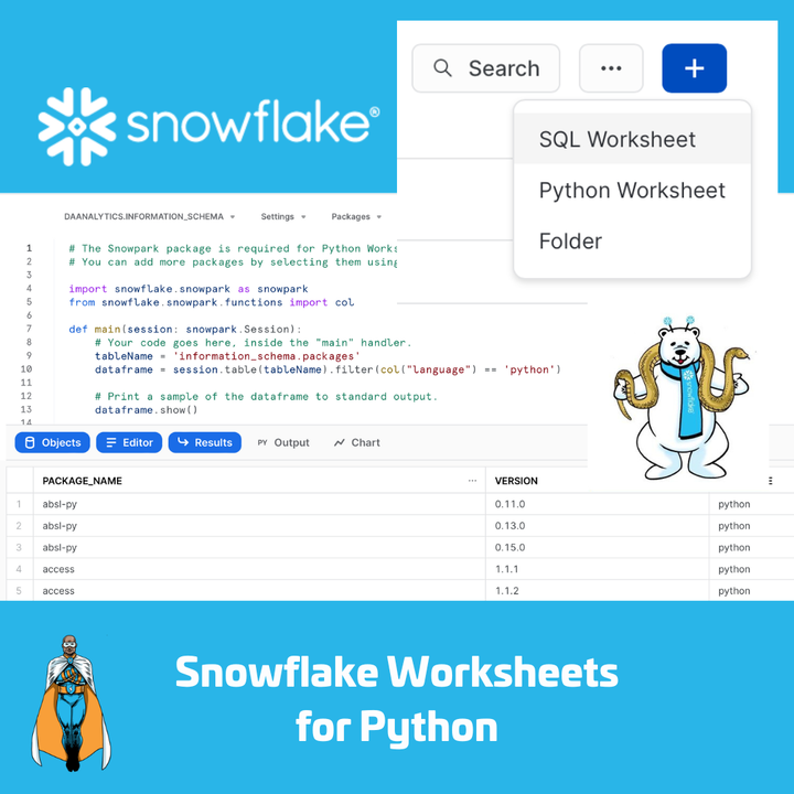 Using Python in Snowflake Worksheets
