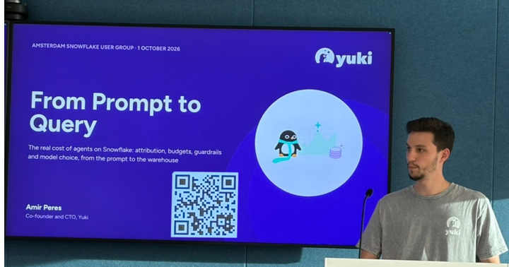 Amir Peres, co-founder and CTO of Yuki, presents 'From Prompt to Query' at the Amsterdam Snowflake User Group on 1 October 2026